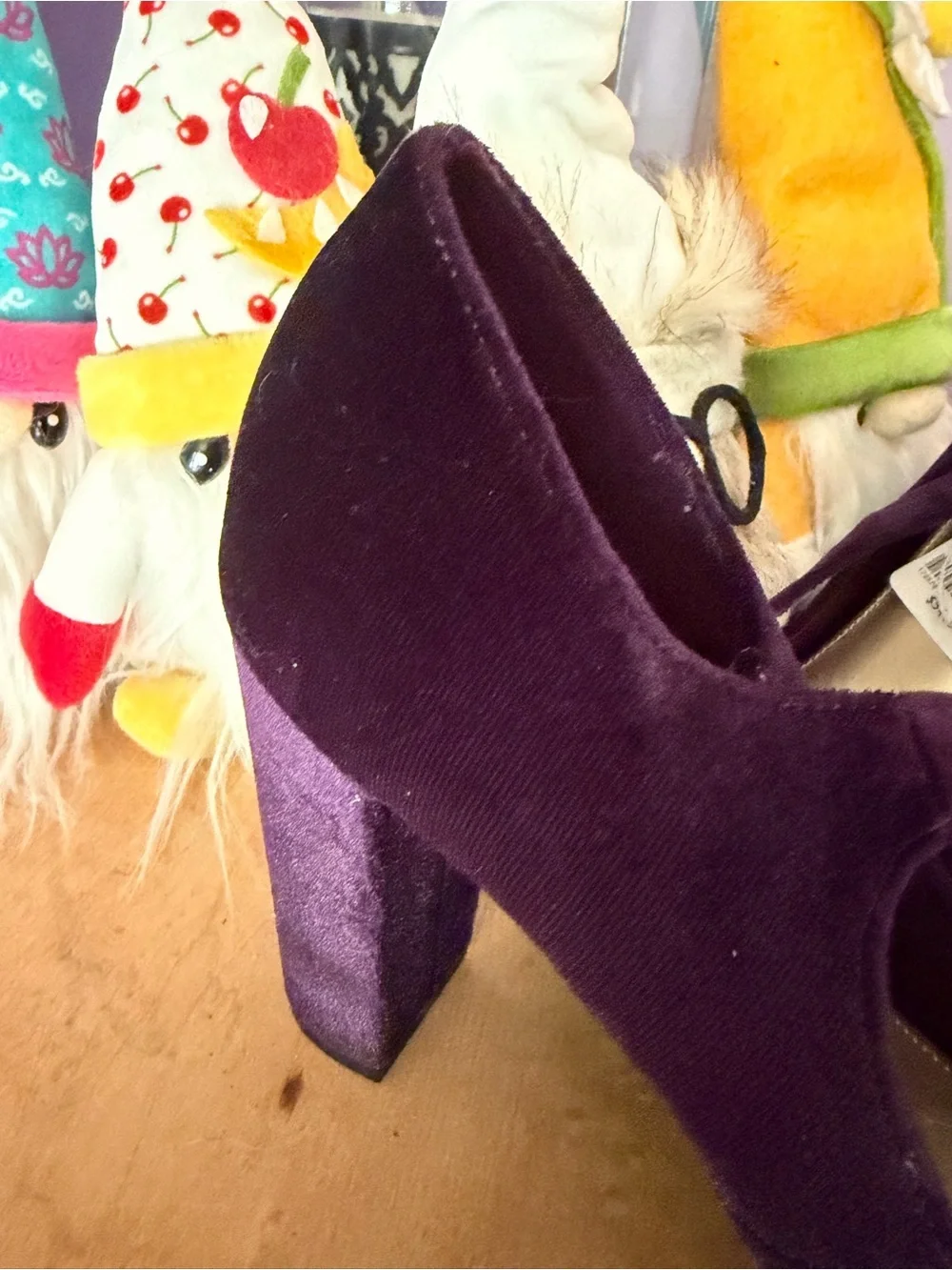 Christian Siriano Purple Velvet Mary Jane Block Heels - Picture 3 of 6
